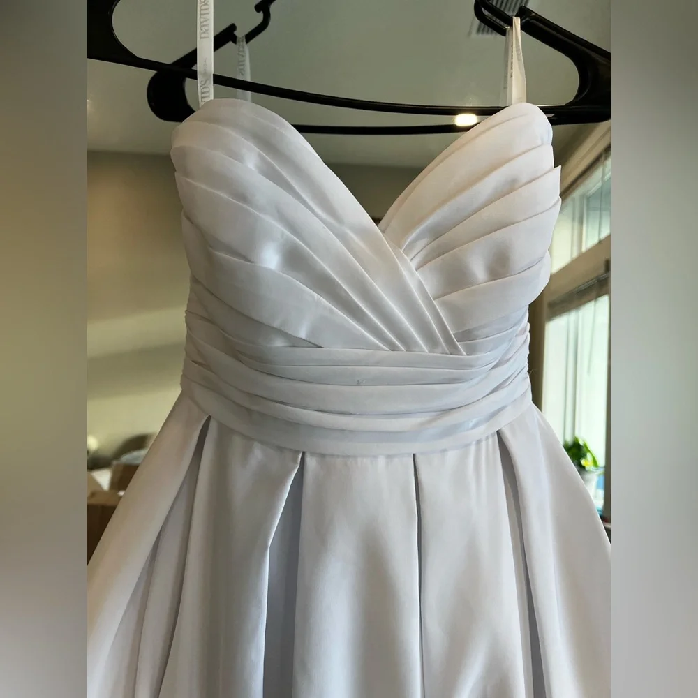 David's Bridal White Strapless Wedding Dress - Picture 3 of 8